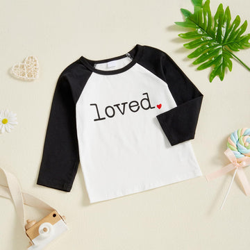 Canis Toddler Baby Boys Girls Valentines Day Shirt Monster Truck Loved Heart Graphic Tee Raglan Long Sleeve Top (White Loved, 5-