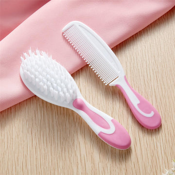 Baby Hair Brush And Comb Sets, New Born Baby Hair Brushes, Perfect Baby Registry Gift For Newborns(Pink)