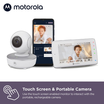 Motorola Baby Monitor-Vm36Xl Touchscreen 5' Portable Wifi Video Baby Monitor With Camera Hd 720P - Connects To Smart Phone App,