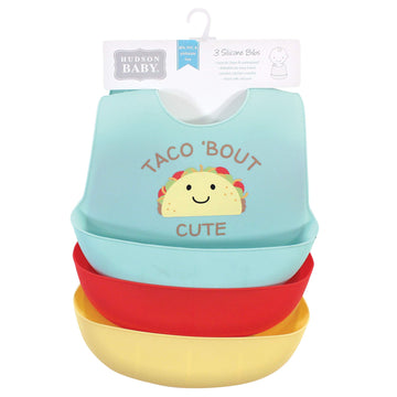Hudson Baby Unisex Baby Silicone Bibs, Tacos, One Size