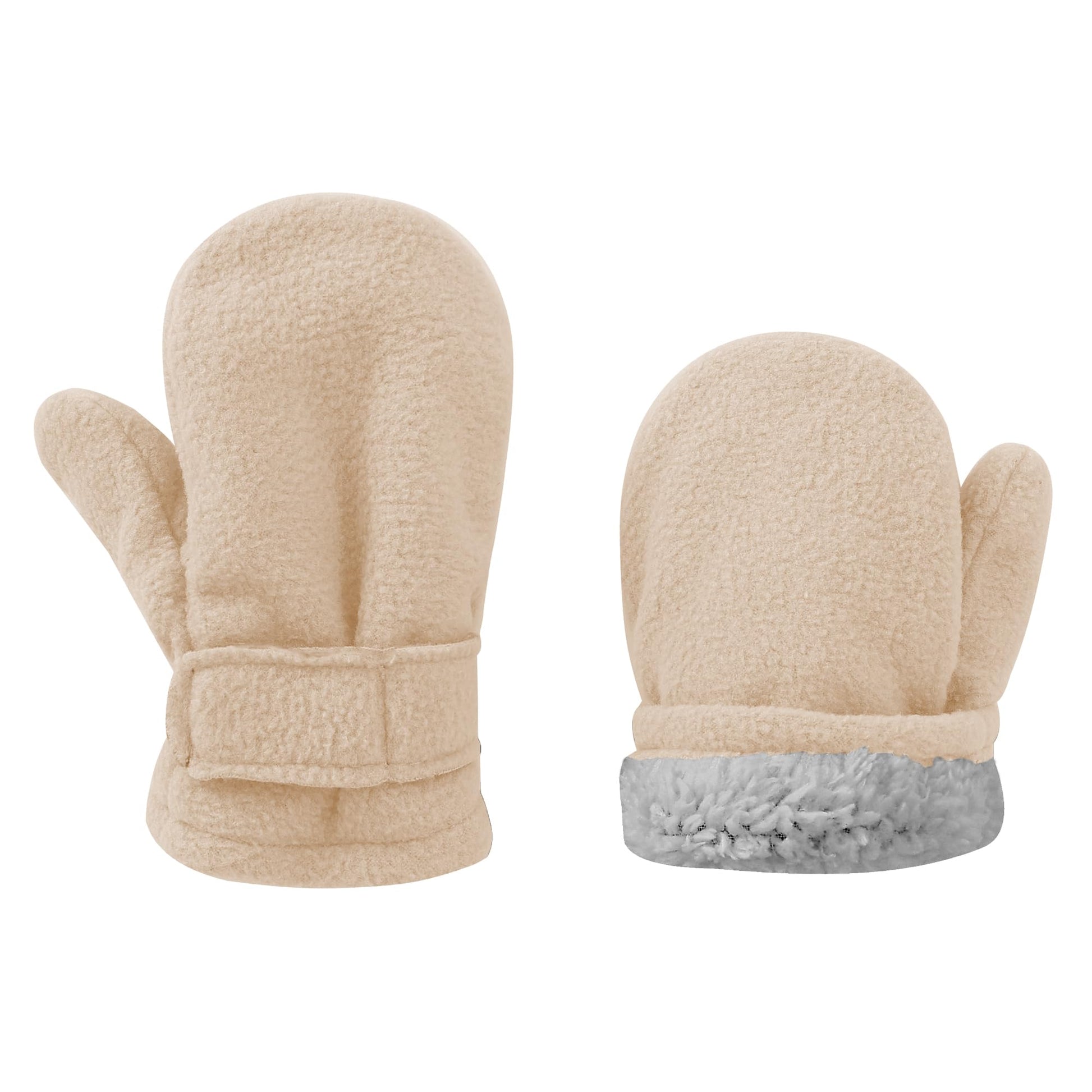 Uttpll Toddler Mittens Unisex Sherpa Lined Fleece Gloves Winter Warm Easy-On Kids Winter Outdoor Mittens For Baby Boys Girls Bei