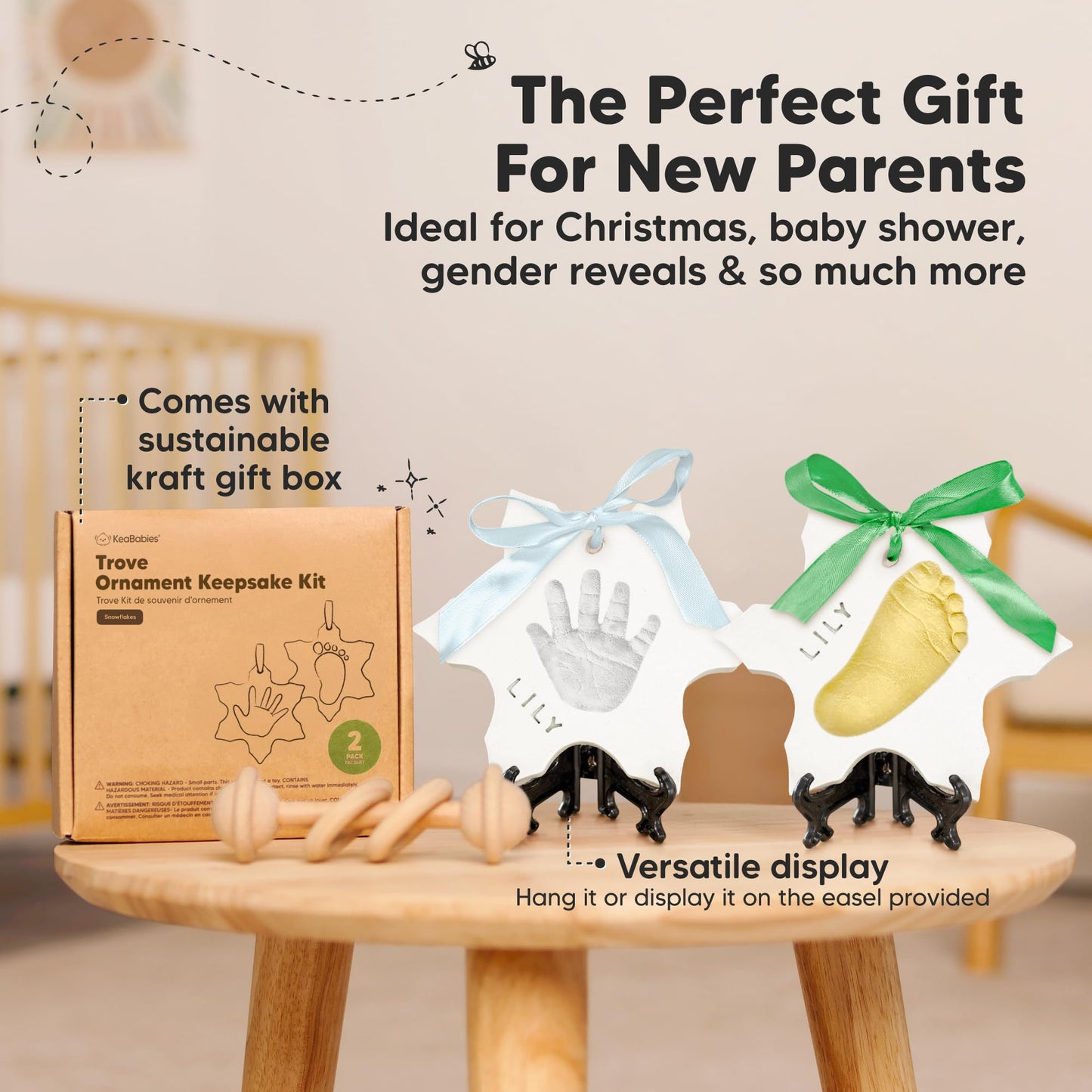 Baby Hand And Footprint Kit - Baby First Christmas Ornament, Personalized Baby Footprint Kit, Clay Baby Handprint Ornament Kit,