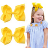 Oaoleer 2Pcs 6Inch Yellow Layered Grosgrain Ribbon Bow Alligator Clips, Baby Hair Accessories For Girls, Infants, Toddlers, Teen