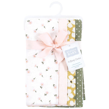 Hudson Baby Unisex Baby Cotton Flannel Burp Cloths, Sage Floral, One Size