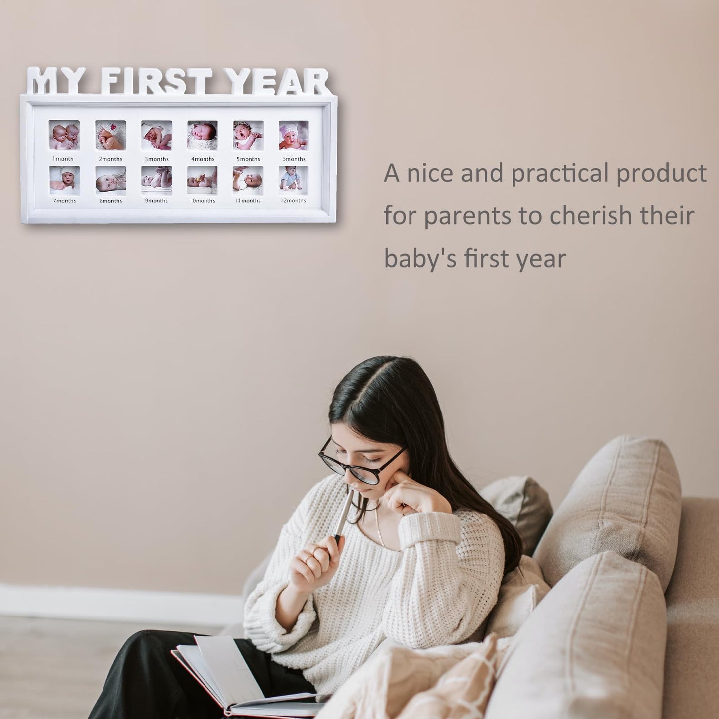 Mickyu My First Year Baby Picture Frame - First Mothers Day Gifts For New Mom - Personalized Baby Gifts Monthly Milestone Frame