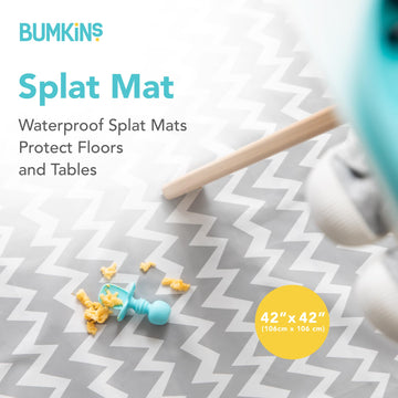 Bumkins Baby Splat Mat For Under High Chair, Babies Toddlers Eating Mess Mat, Waterproof Reusable Cloth For Arts And Crafts, Pla