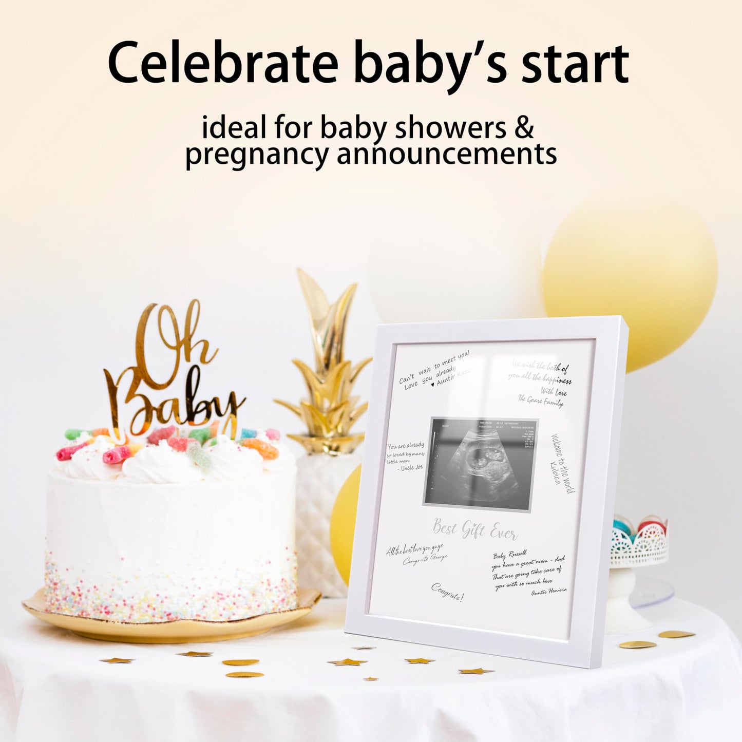 Hamuiers Sonogram Signature Frame Guest Book, Ultrasound Picture Keepsake Frame, Baby Shower Guest Book Alternatives, Gift For E