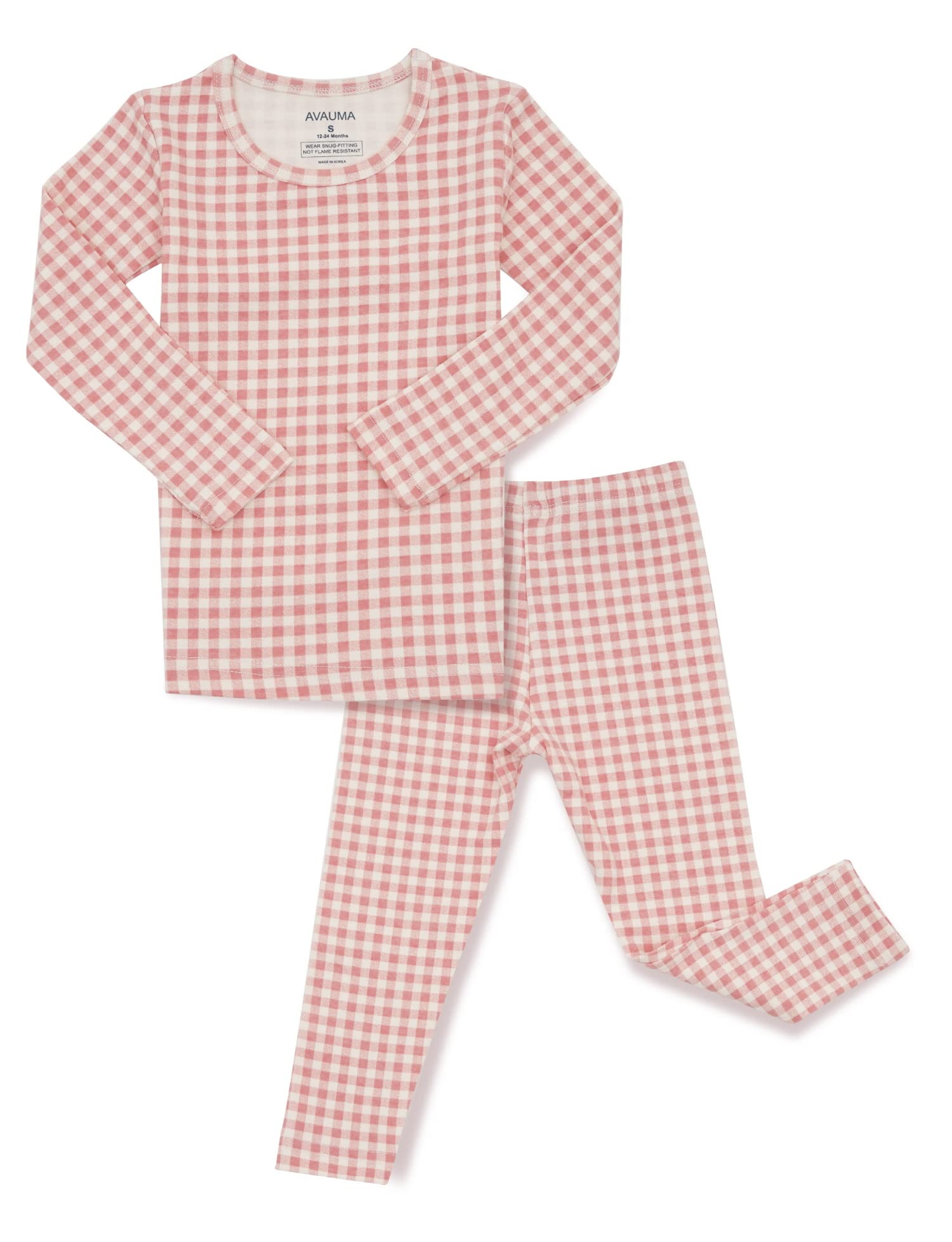 Avauma Baby Boys Girls Pajama Set 6M-7T Kids Cute Toddler Snug Fit Pattern Design Pjs Cotton Sleepwear (Check.Pink.Jl)