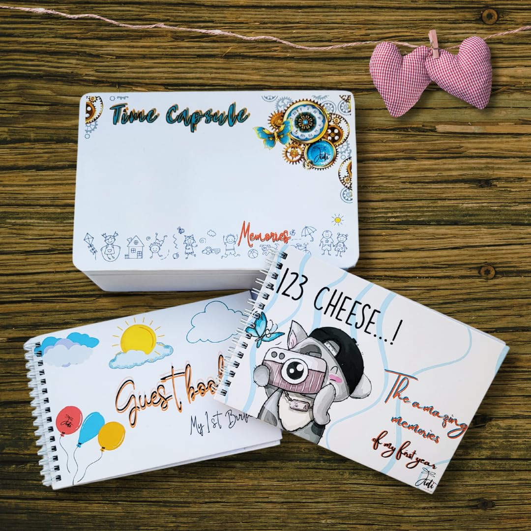 Time Capsule: White Metal Memory Box with a Beautiful Design to Treasure Special Moments/Gift for Babies,Kids & Adults/Creates L