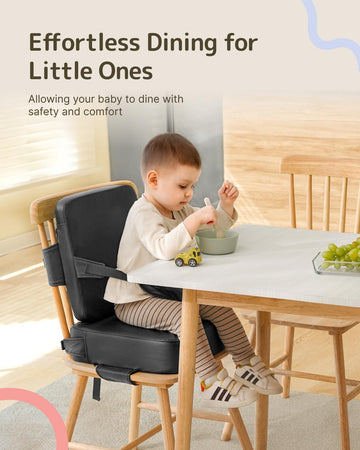 Homeal Booster Seat For Kitchen Chair, Breathable Toddler Booster Seat For Dining Table With Backrest And Adjustable Straps, Por