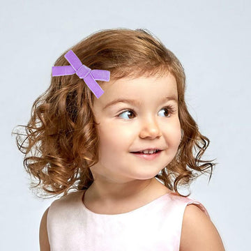 Cute 3.2' Purple Assorted Velvet Bow Hair Clips For Baby Girls, Toddlers, Kids, And Teens - 2 Pack