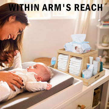 Busidhji Diaper Caddy Organizer, Changing Table Organizer, Wooden Diaper Organizer For Nursery, Baby Diaper Storage Organizer Wi