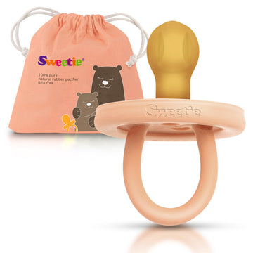 Sweetie Rubber Pacifier Natural Rubber Pacifier Rounded (Light Pink, 0-6 Month)
