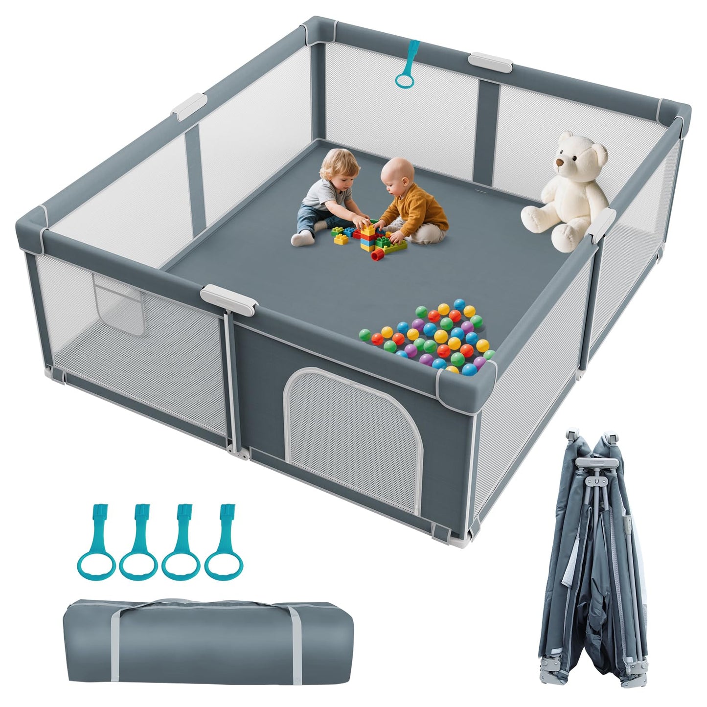 Foldable Baby Playpen - 71 79 Collapsible Play Pen for Babies and Toddlers - Indoor Outdoor Travel Playpen - Sturdy with Mesh V