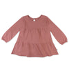 Honestbaby Long Sleeve Tiered Dress,Girl,Ash Rose,6-9 Months