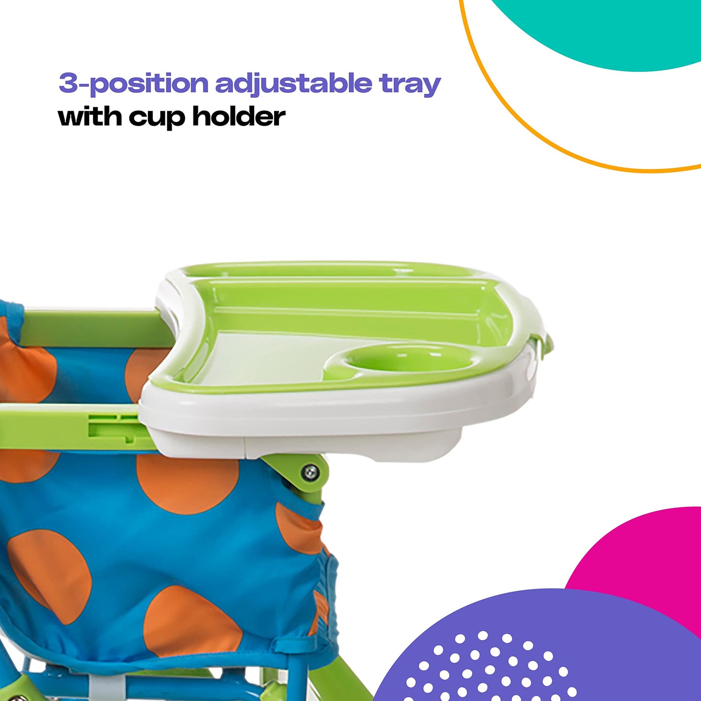 Cosco Simple Fold Deluxe High Chair With 3-Position Tray (Monster Syd)