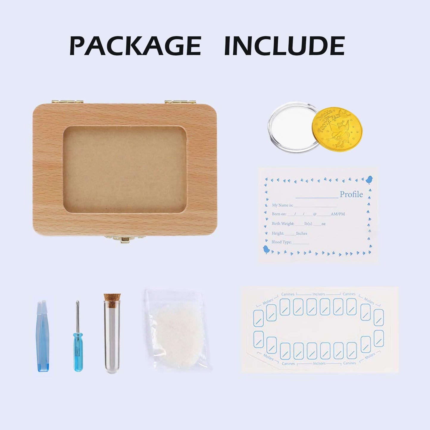 Molfuj Baby Tooth Fairy Keepsake Box, Newborn Personalized Wooden Storage Album For Lost Tooth, Children Memory Boxes To Save Fi