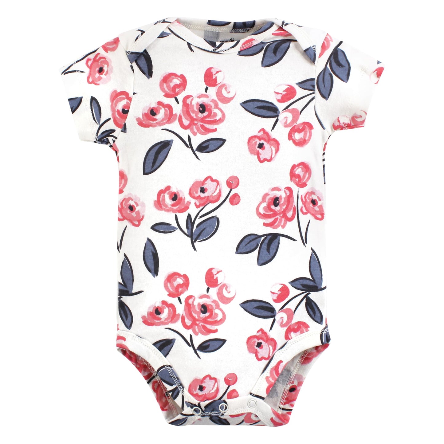 Touched By Nature Unisex Baby Organic Cotton Bodysuits, Bubblegum Floral, 12-18 Months