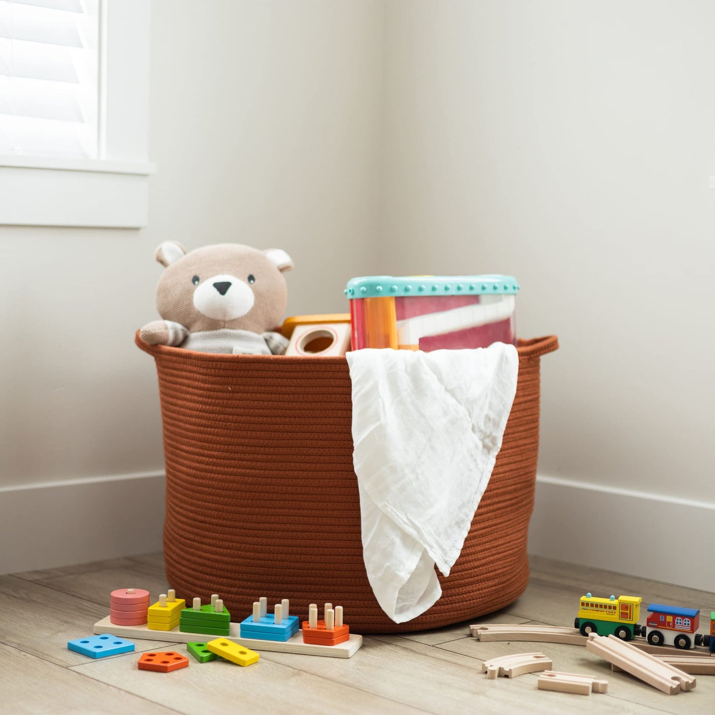 Natemia Rope Storage Basket- Nursery Bin And Toy Organizer (20