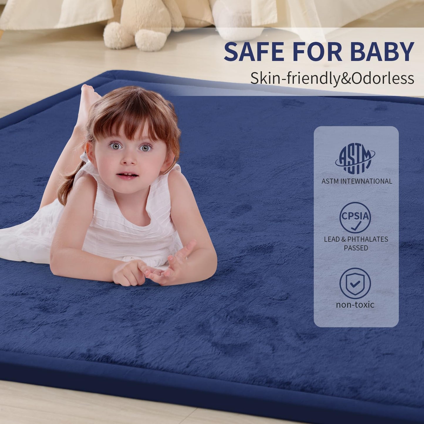 Acomopack Baby Play Mat For Floor 1.3' Thick Memory Foam Play Mat 39' 59' Tummy Time Crawling With Non-Slip Bottom For Livin