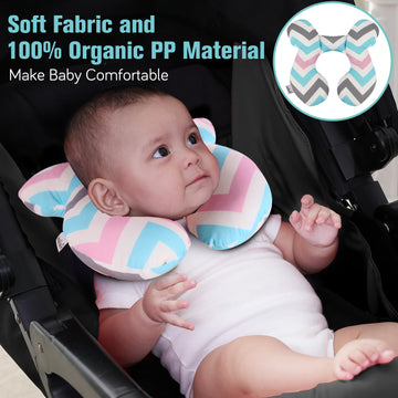 Kakiblin Baby Neck Support Pillow, Infant Travel Pillow For Car Seat, Pushchair (Wave)
