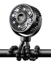 Bearwind Mini Portable Stroller Fan for Travel,360 Rotation,4-Speed LED Night Light Clip on Fans Operated by Rechargeable Batter