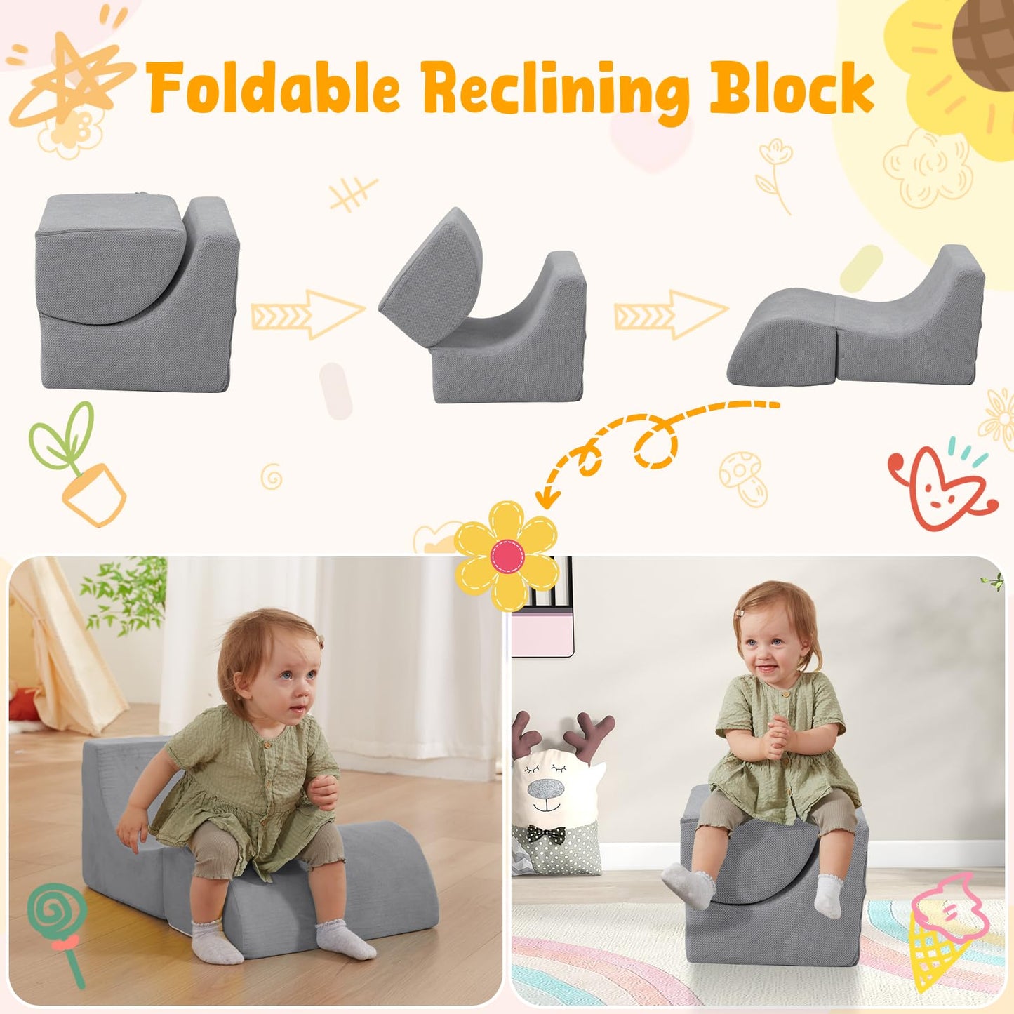 Baby Climbing Blocks With Ball Pit,6Pcs Foam Climbing Toys For Toddlers 1-3 Inside,Soft Crawl & Climb Activity Play Set Indoor,M