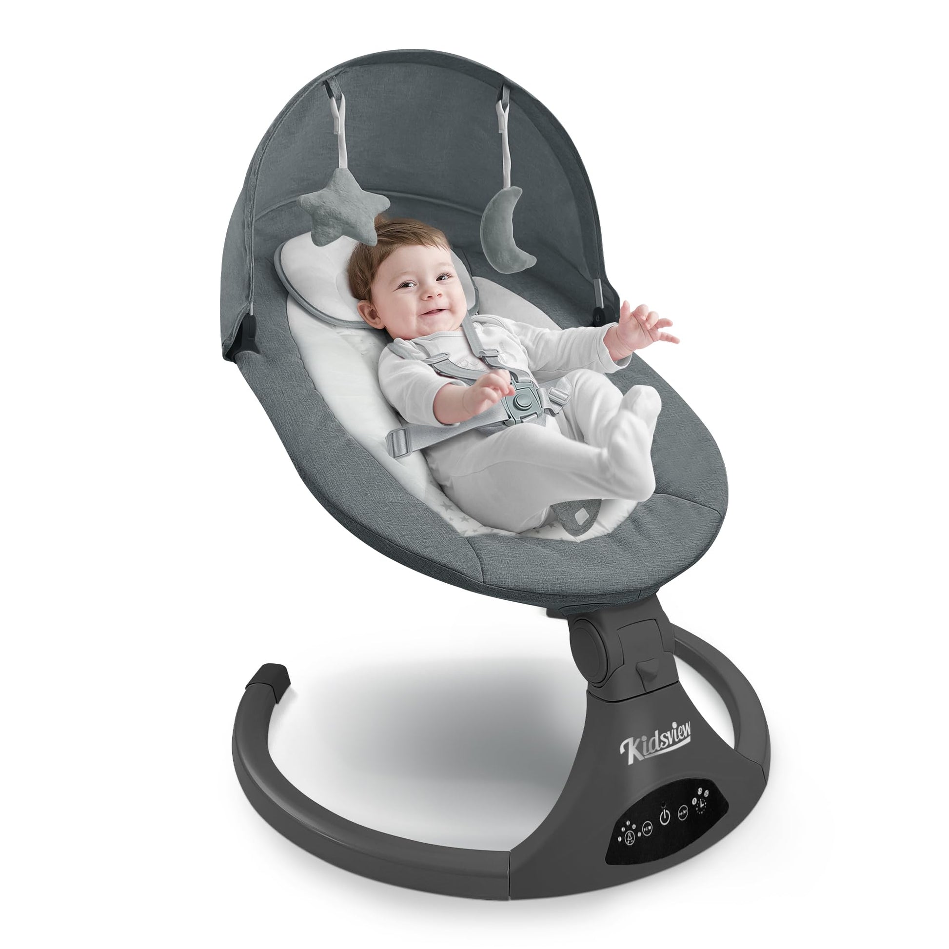 Kidsview Portable 5 Speed Baby Rocker With Music, Remote Control, And Touch Screen For Infants - Suitable For 0-9 Months, 5-20 L