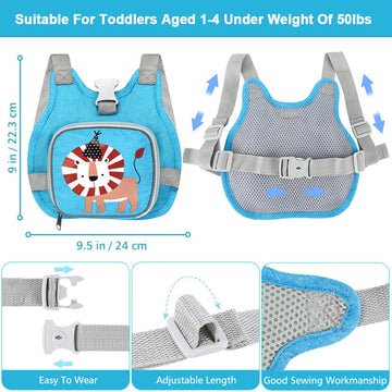 Toddler Harness Leash+ Anti Lost Wrist Link, Accmor Adorable Lion Baby Harness With Leash, Collapsible Child Anti Lost Leash Cut