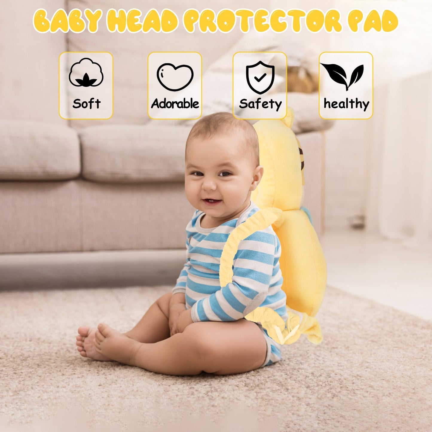 Baby Head Protection Backpack - Soft & Comfortable, Cute Cartoon Design, Cute-Tiger