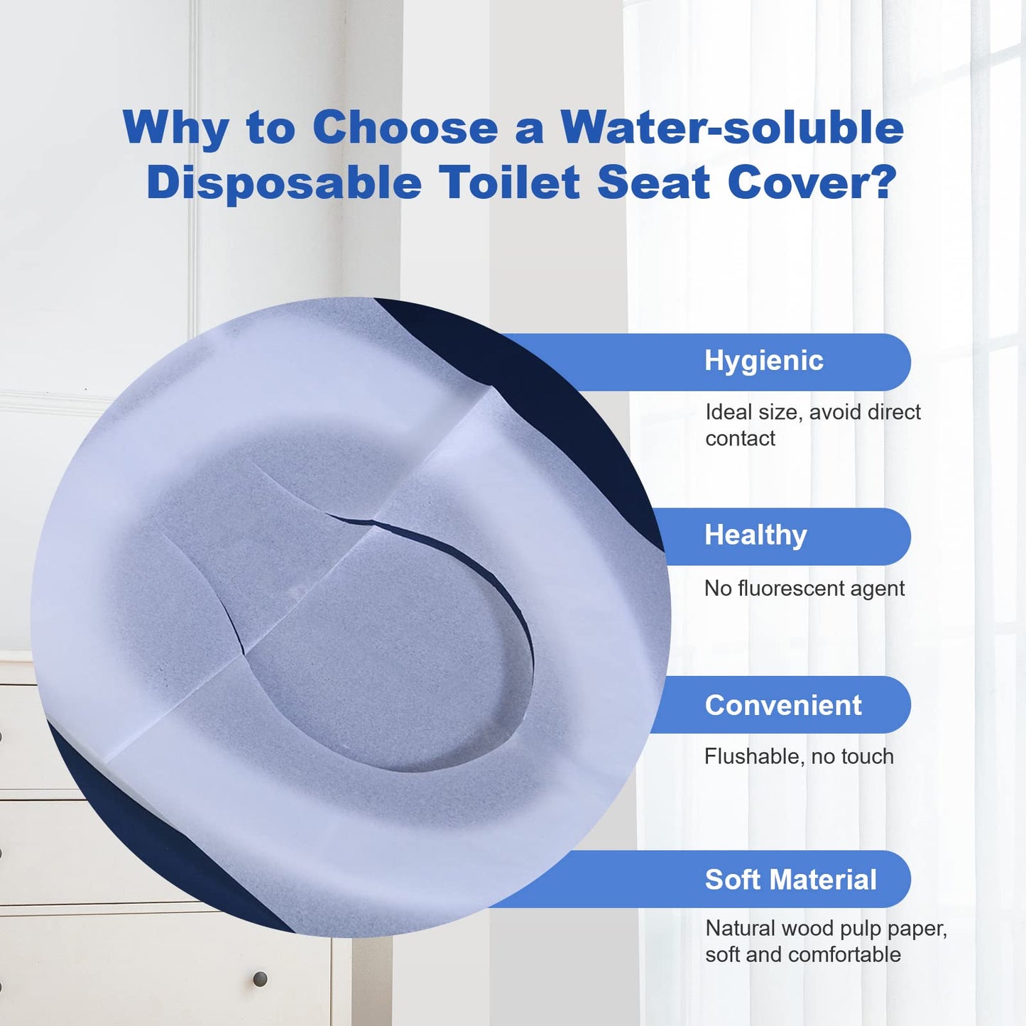 Toilet Seat Covers Disposable, 250 Pcs Flushable Disposable Toilet Seat Covers, Half-Fold Paper Toilet Liners For Travel, Airpla