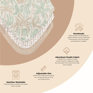 Crane Baby Bib Set, 100% Cotton Baby Bibs, Set Of 3 Beach Life Cotton Muslin Bibs, Bandana Bibs Baby Bibs For Eating, Baby Eatin