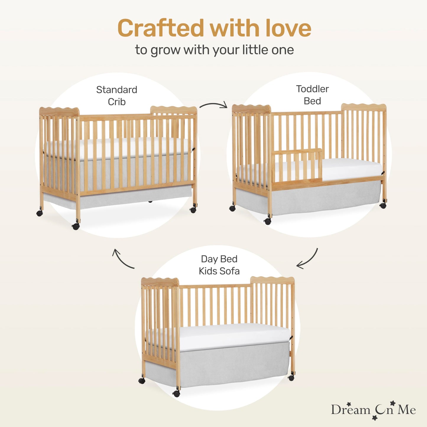 Dream On Me Carson Classic 3-In-1 Convertible Crib In Natural