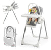 Kb 3-In-1 Foldable Baby High Chair, 7 Height & 4 Recline Adjustable, Removable Seat & Tray For Easy Clean, 2 Locking Wheels, Mul