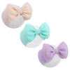Lanmerry Big Bows Headbands For Baby Girls - Waffle Large Hair Accessories, Infant Toddler Headwrap 3 Pack Purple Ivory Light Bl