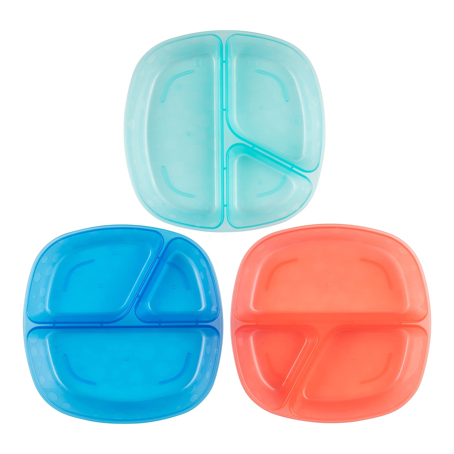 Dr. Browns Divided Plate for Baby and Toddler Feeding, Stackable Kids Dish Set, Dishwasher Safe 3 Pack, BPA Free, 4m+