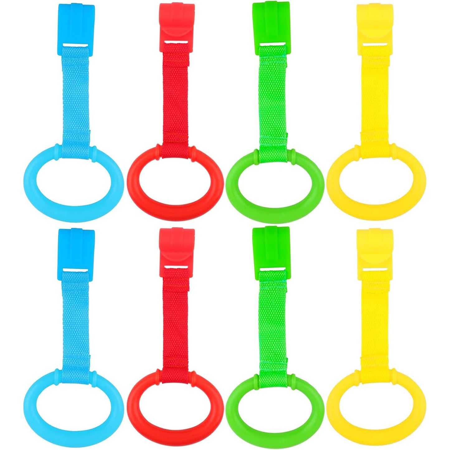 KALAMANDA 8 Pcs Baby Playpen Pull Up Rings, Pull Up Handles Standing Walker Crib Pull Rings for Toddler Kids Children Walking Tr