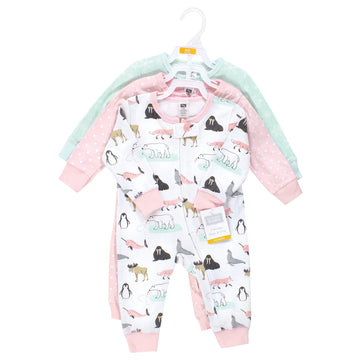 Hudson Baby Baby Cotton Sleep And Play, Girl Arctic Animals, 0-3 Months