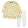 Gerber Baby Girls Toddler 2-Piece Long Sleeve Dress & Leggings Set, Golden Flowers, 4T Us