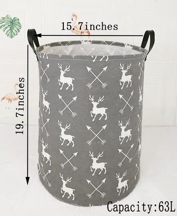 Acmuuni 19.7 Inch Round Kids Laundry Clothes Hamper Laundry Basket With Handles,Baby Toys Storage Organizer Bins Laundry Gift Ba