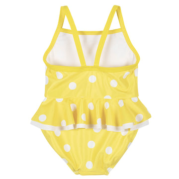 Gerber Girls' One-Piece Swimsuit, Yellow White Polka Dot, 12 Months