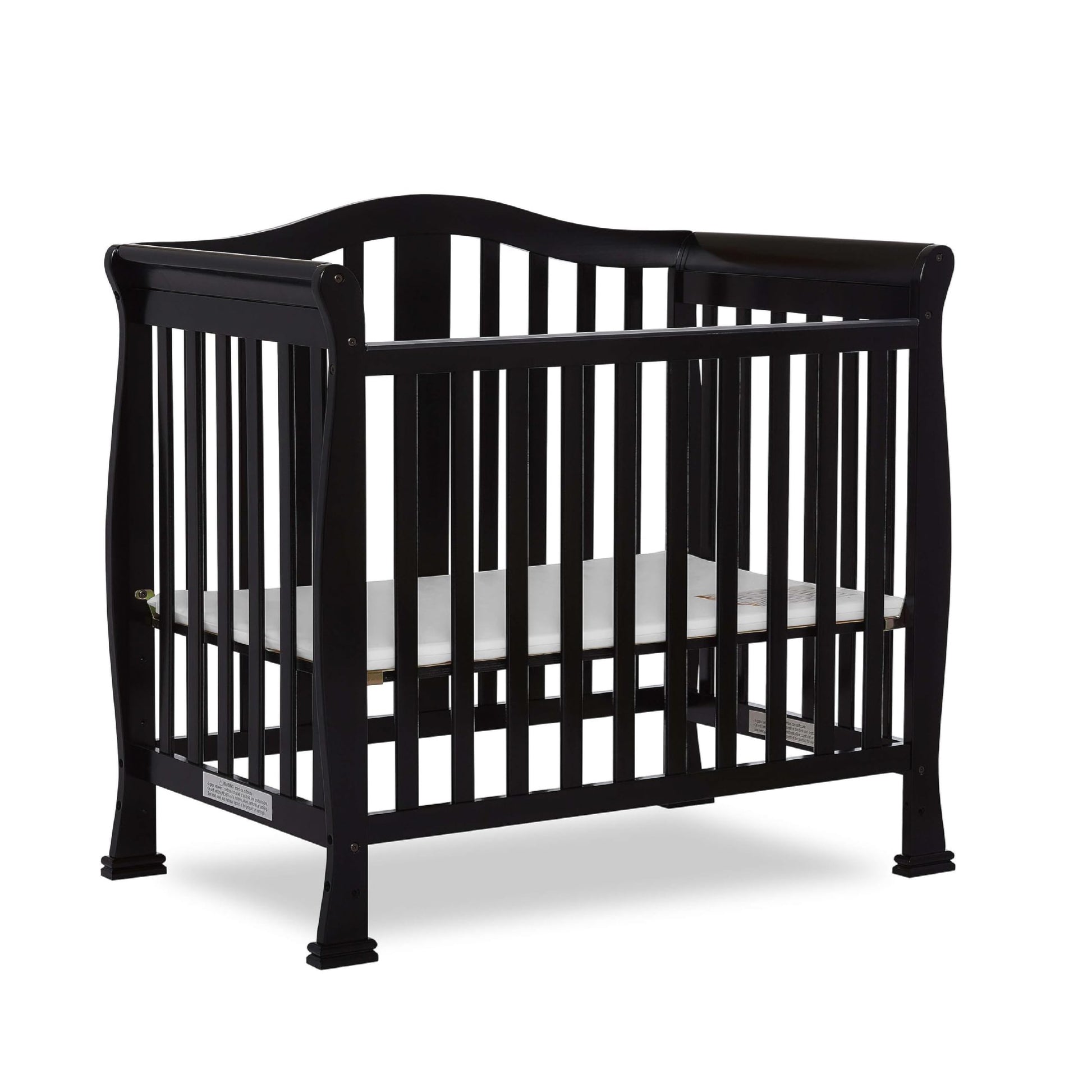 Dream On Me Addison 4-In-1 Convertible Mini Crib In Black, Greenguard Gold Certified, Non-Toxic Finishes, Built Of New Zealand P