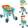 Fisher-Price Baby Learning Toy Laugh & Learn 4-in-1 Snack Cart Walker with 14 Pieces for Toddler Pretend Play Infants Ages 6+ Mo