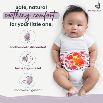 Memeeno Baby Belly Band For Gas And Colic Relief - Heating Pad, Tummy Wrap For Infants And Newborns, Floral