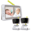 Moonybaby Split 50 Baby Monitor With 2 Cameras And Audio, No Wifi, Large Screen With Wide View, Screen Split, Auto Night Vision