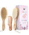 Mr. Pen- Baby Brush And Comb Set, 3Pcs, Wooden, Baby Hair Brush, Cradle Cap Brush, Baby Brush Set For Newborns, Infant Hair Brus