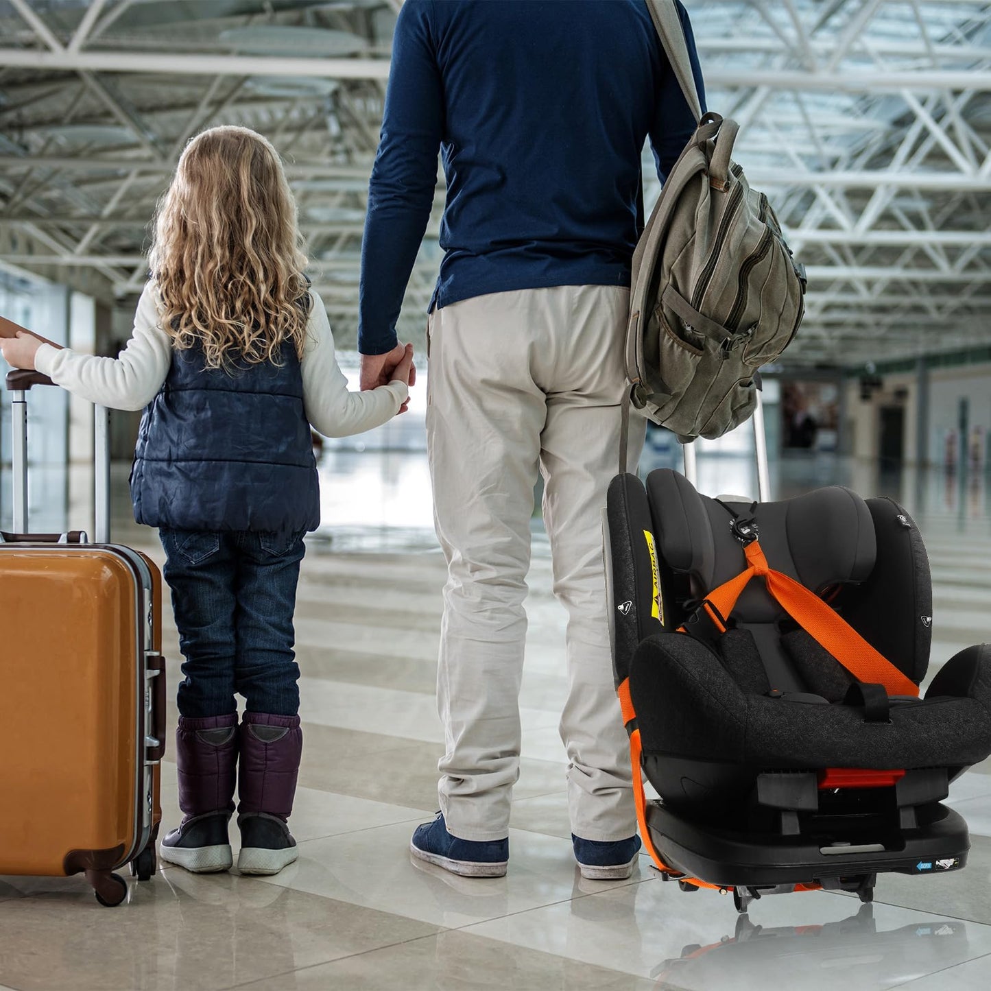 Vieshful Car Seat Travel Cart, Carseat Stroller Roller For Airport With 2 Straps, Car Seat Dolly Carrier, Folding Luggage Cart,