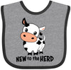 Inktastic New To The Herd Cute Cow Baby Bib Heather And Black 34598