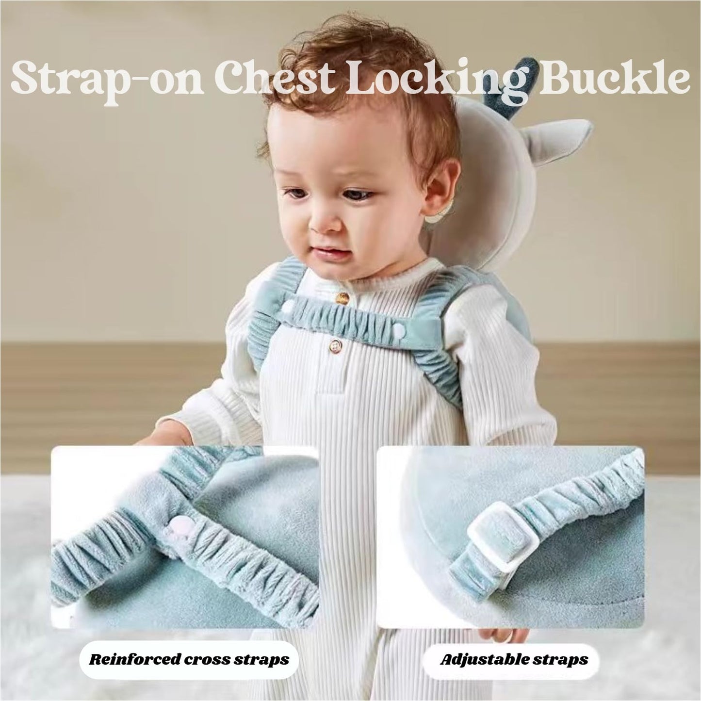 Minochi Baby Head Protector, Adjustable Baby Head Protection Backpack With Baby Knee Pads For Crawling, Soft, Breathable And Wea