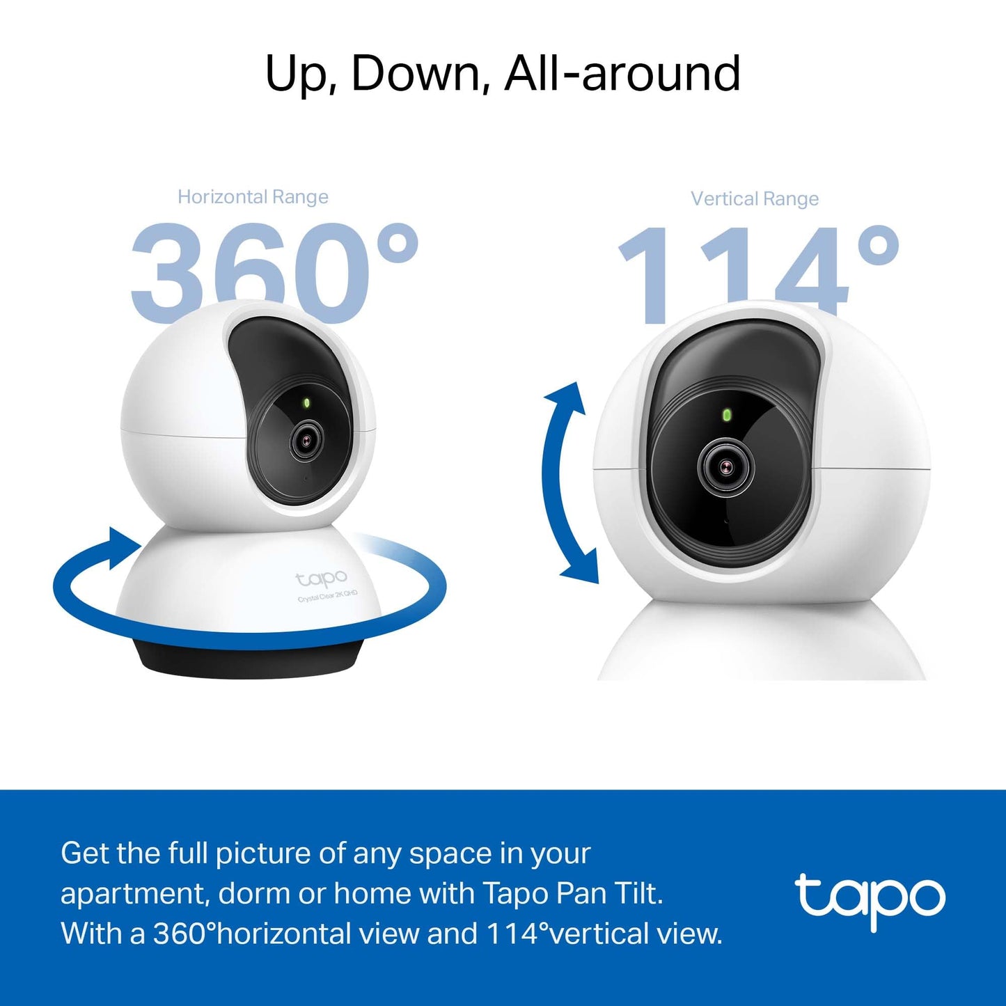 Tp-Link Tapo 2K Qhd Pan/Tilt Security Camera For Pet Camera, Baby Monitor, Motion Detection, Motion Tracking, 2-Way Audio, Night